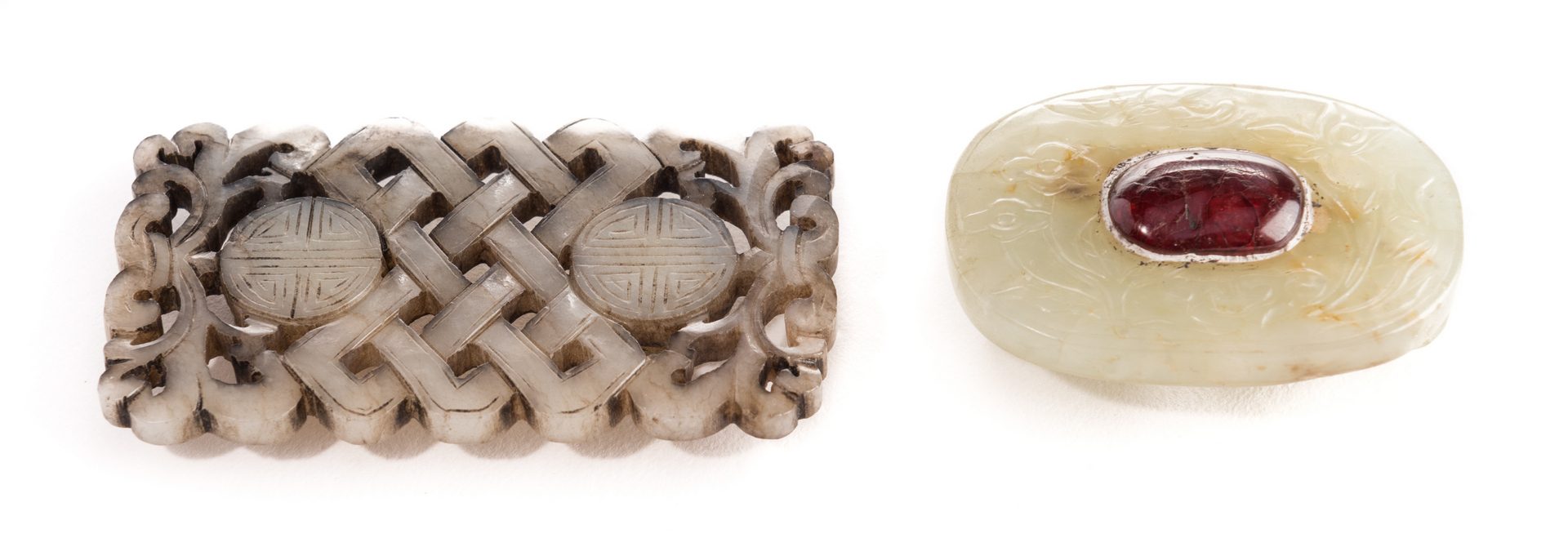 Lot 3: 2 Chinese Carved Jade Belt Ornaments