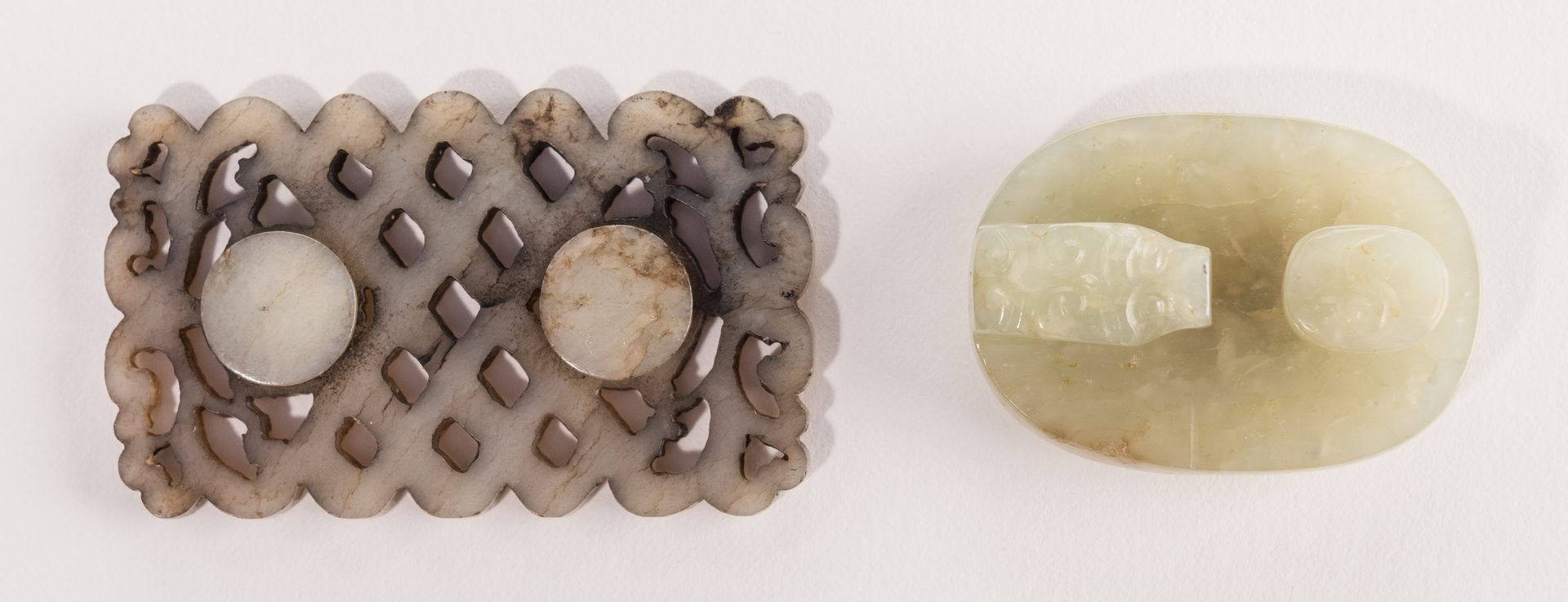 Lot 3: 2 Chinese Carved Jade Belt Ornaments