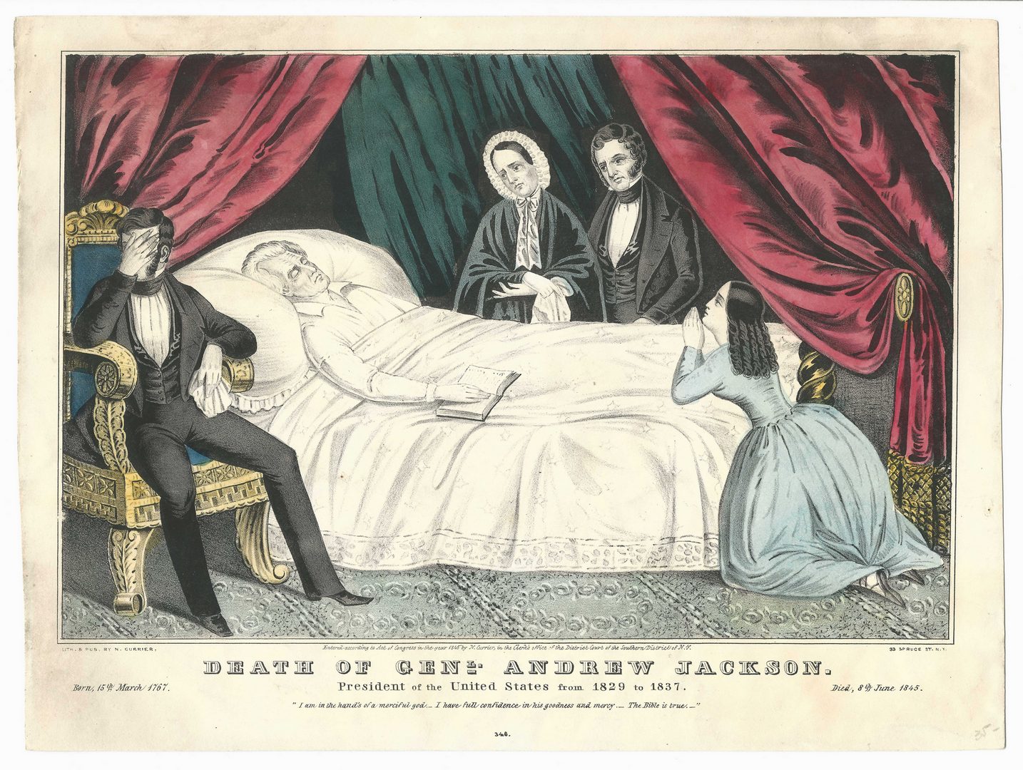 Lot 429: Andrew Jackson Death Broadside and Print, 2 items