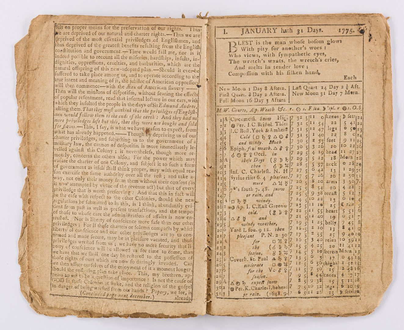 Lot 444: Nathanael Low Almanack, 1775