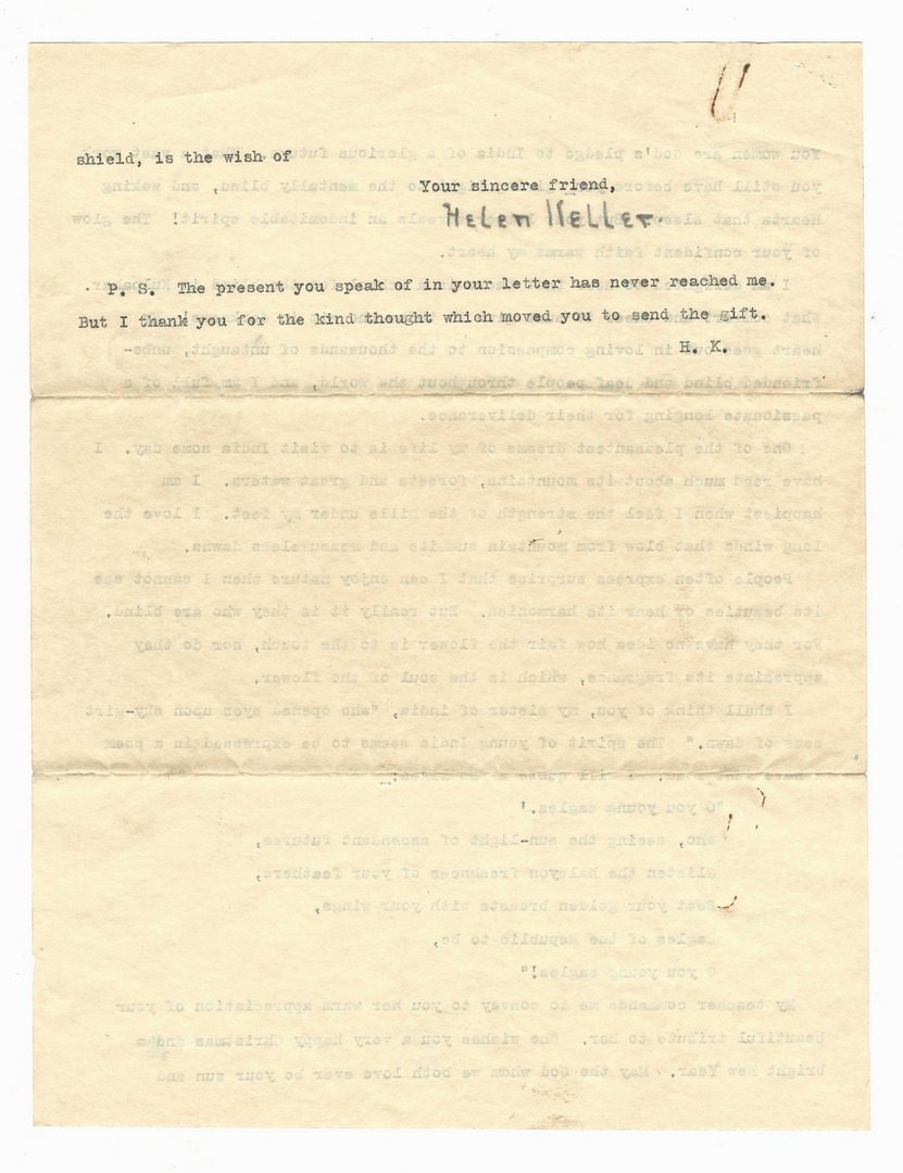 Lot 463: Helen Keller Signed Letter, Good Content