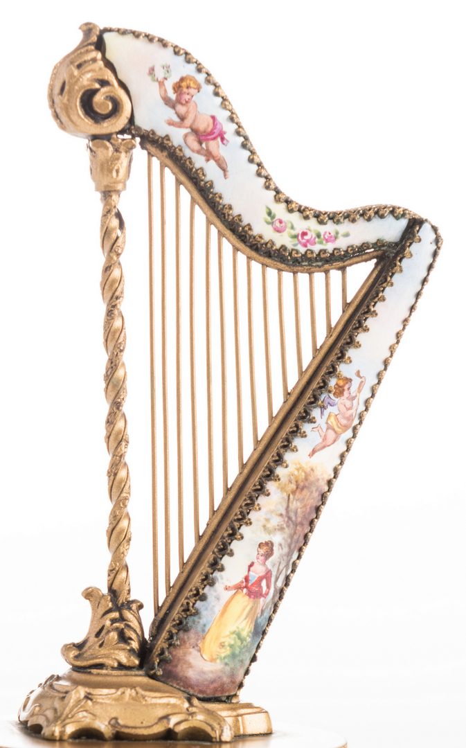 Lot 46: Viennese Enamel Harp Music Box