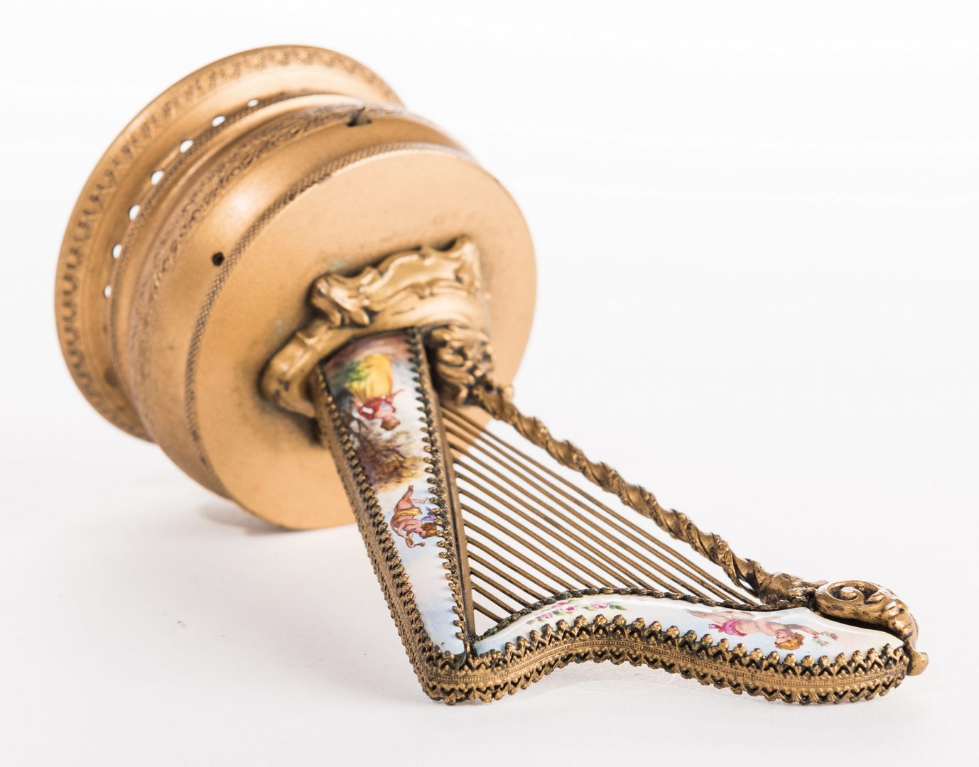Lot 46: Viennese Enamel Harp Music Box