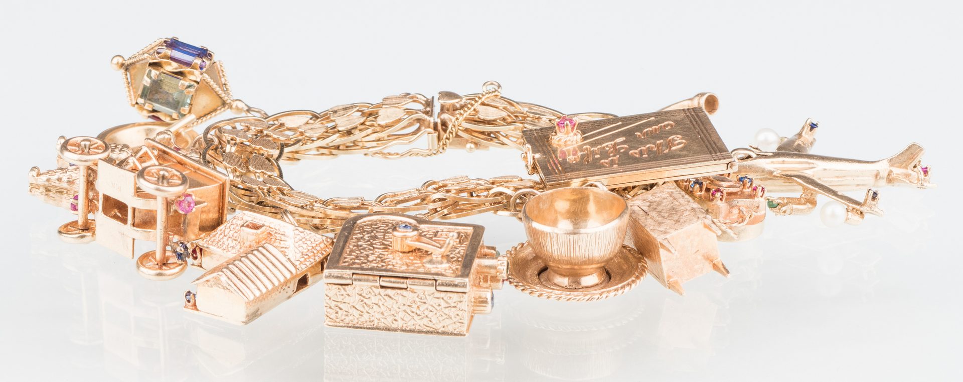 Lot 49: 14K Vintage Charm Bracelet, 126 grams