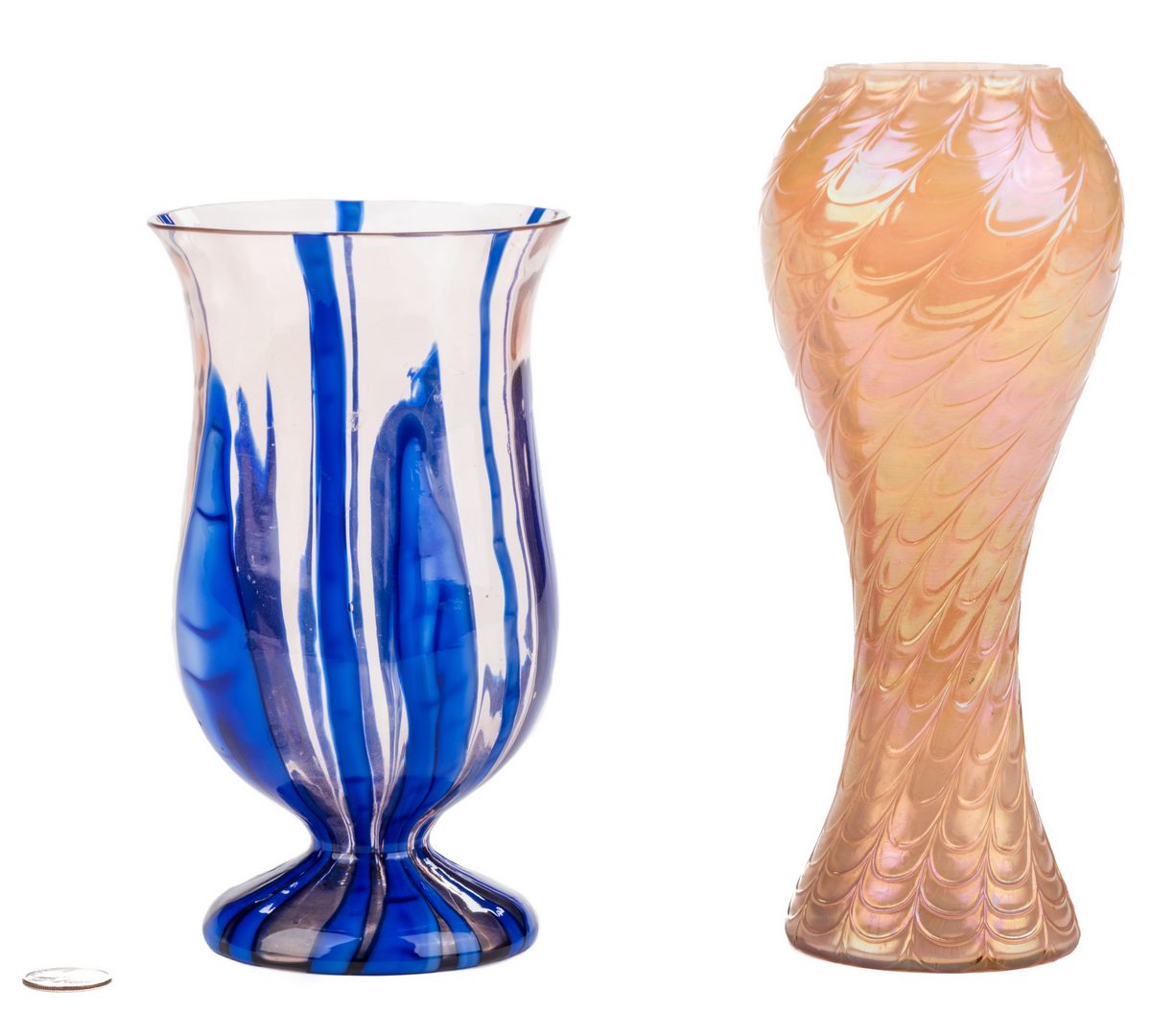 Lot 519: 2 Art Glass vases attr. Kralik