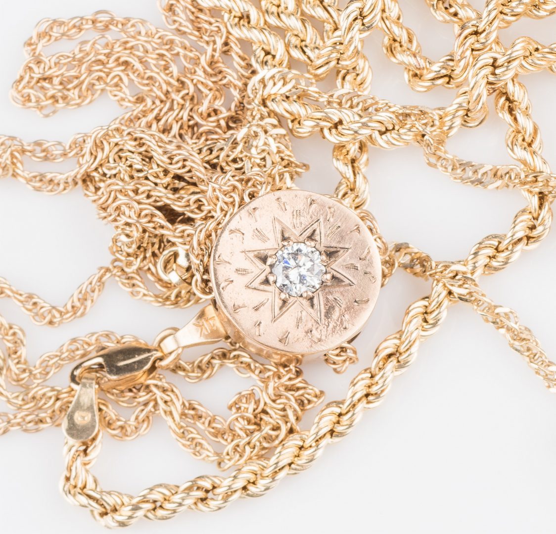 Lot 535: Four 14K Chains inc. watch chain