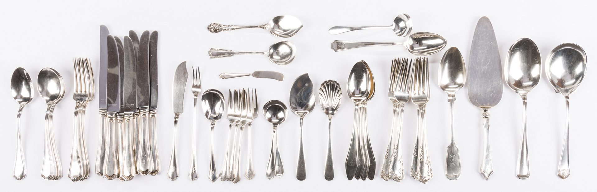 Lot 548: 48 pcs Assorted Sterling and Coin Silver Flatware