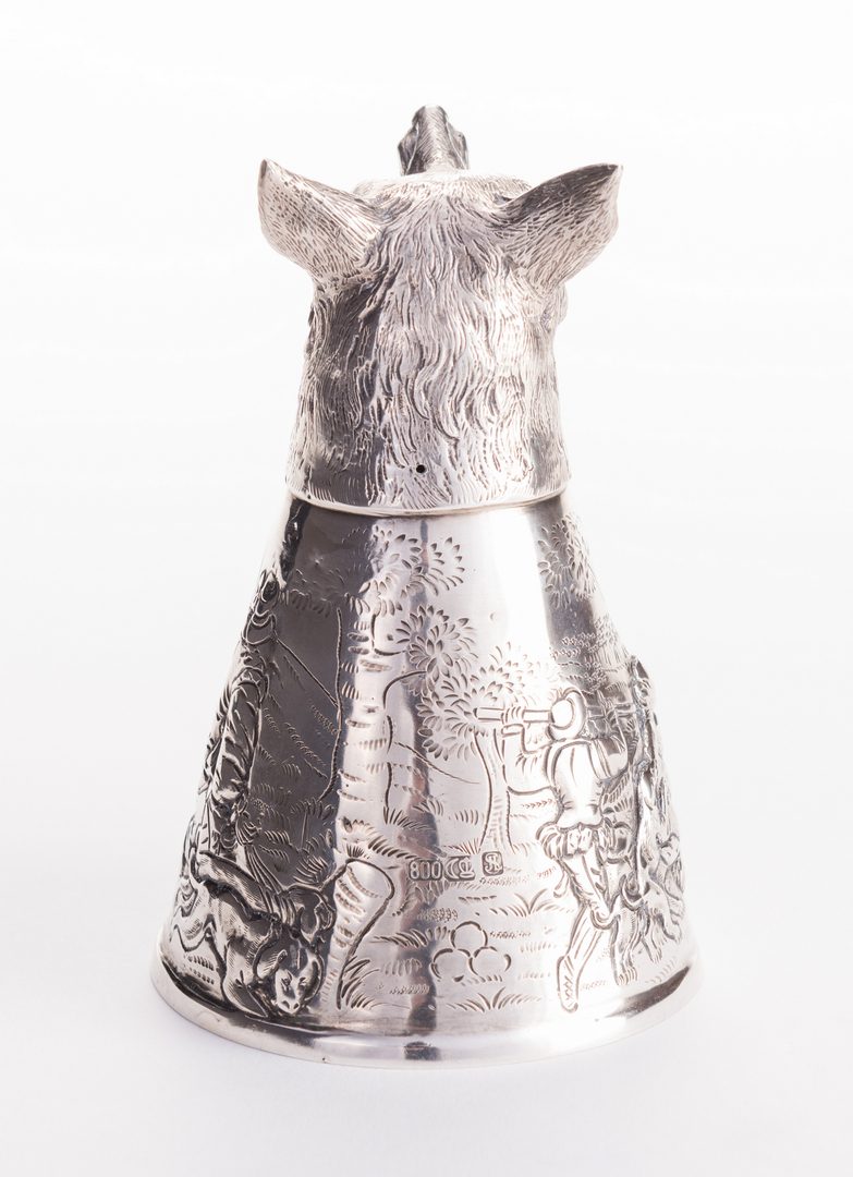 Lot 557: Wolf Head German Silver Stirrup Cup