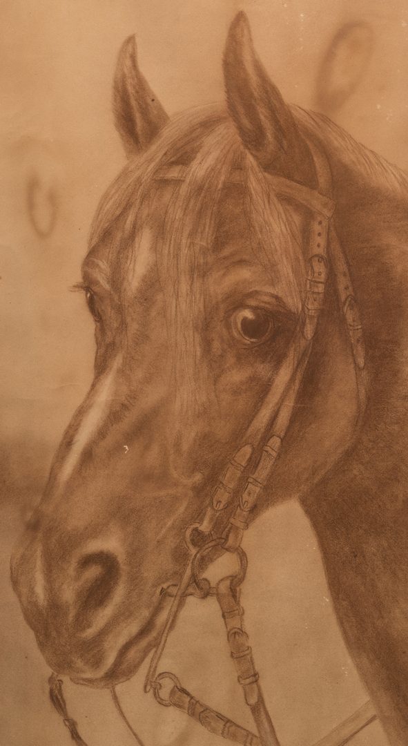 Lot 575: Ida Crawley Charcoal Drawing of a Horse