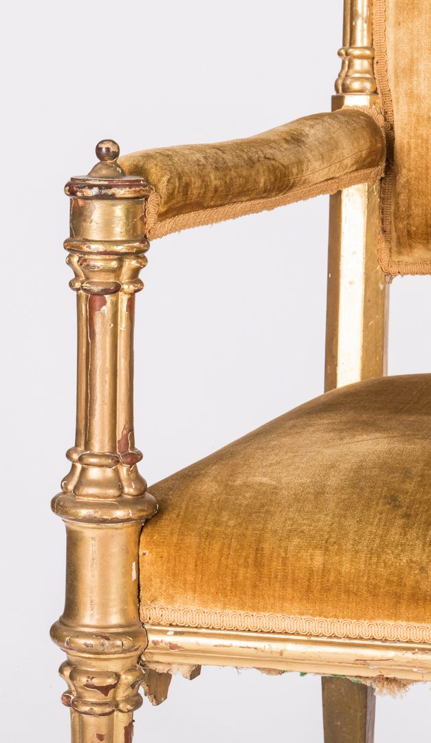 Lot 598: 3 American Gothic Revival Gilt Chairs