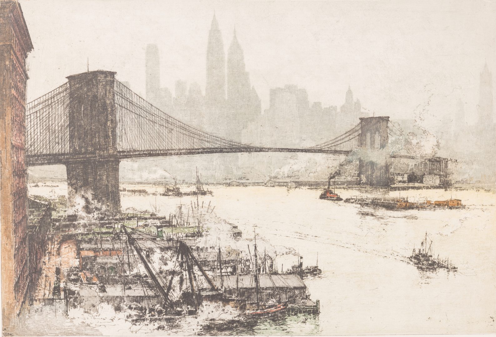 Lot 611: 2 Colored Etchings of New York City, inc. Kasimir