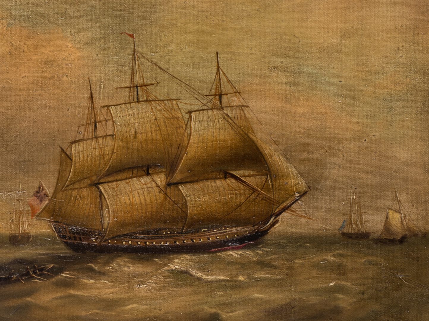 Lot 619: 19th Century Maritime Oil Painting