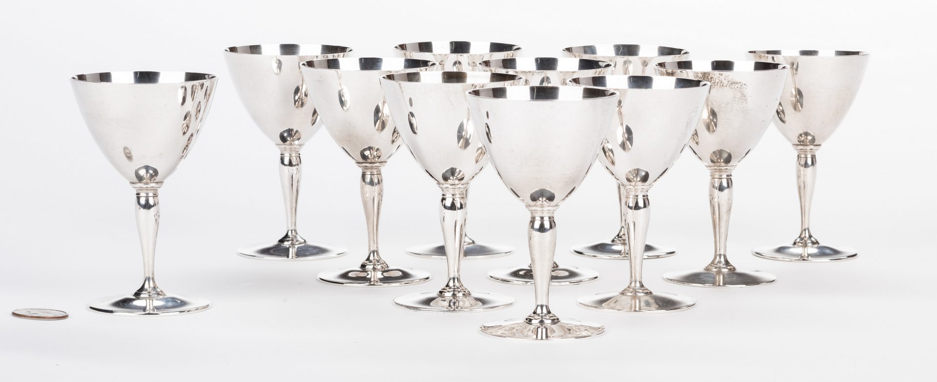Lot 61: Set of 11 Tiffany & Co Sterling Silver Goblets