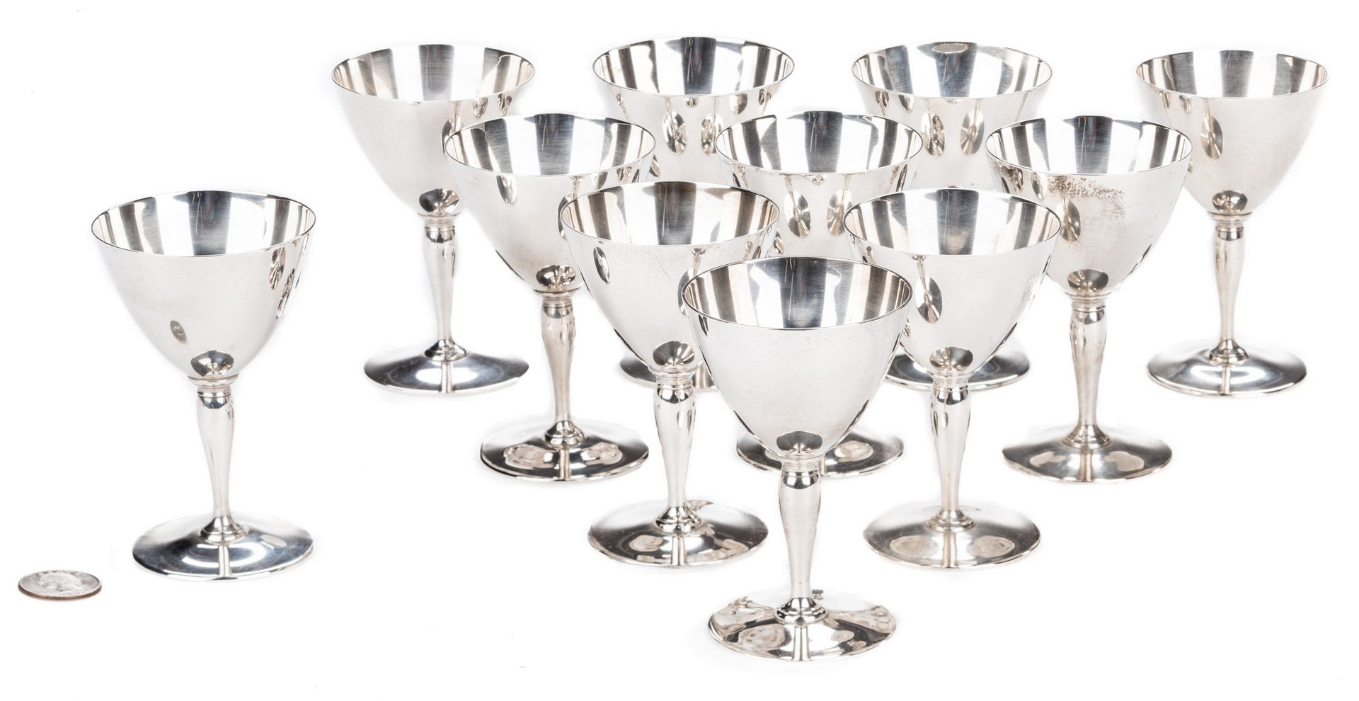 Lot 61: Set of 11 Tiffany & Co Sterling Silver Goblets