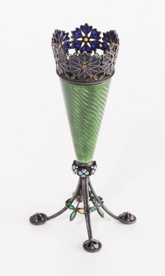 Lot 625: Limoges Mirror & Norway Enamel Vase