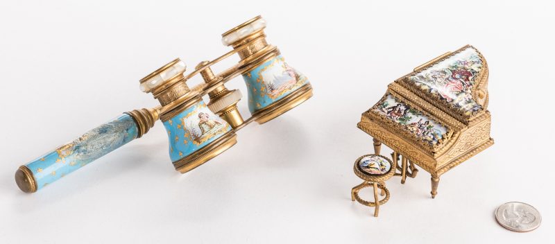 Lot 627: Grouping Viennese Enamels, incl Small Piano