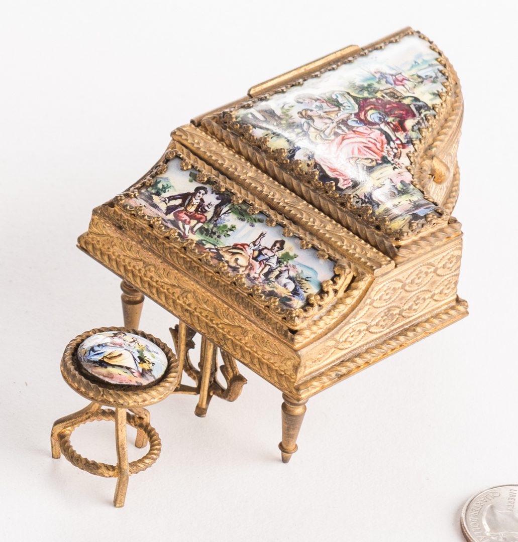 Lot 627: Grouping Viennese Enamels, incl Small Piano
