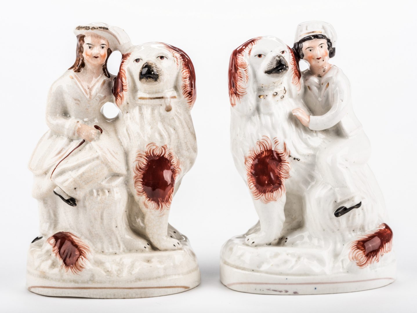Lot 636: 7 Staffordshire Pottery Figurals | Case Auctions
