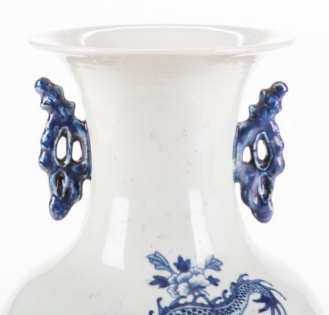 Lot 647: Pr. Chinese Porcelain Blue & White Dragon Vases