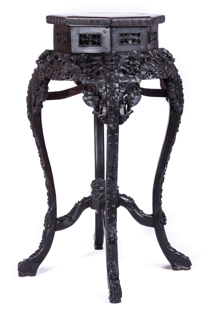 Lot 654: Chinese Carved Octagonal Table or Plant Stand