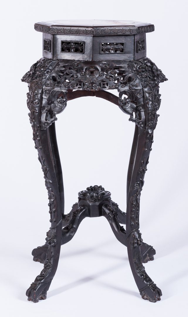Lot 654: Chinese Carved Octagonal Table or Plant Stand