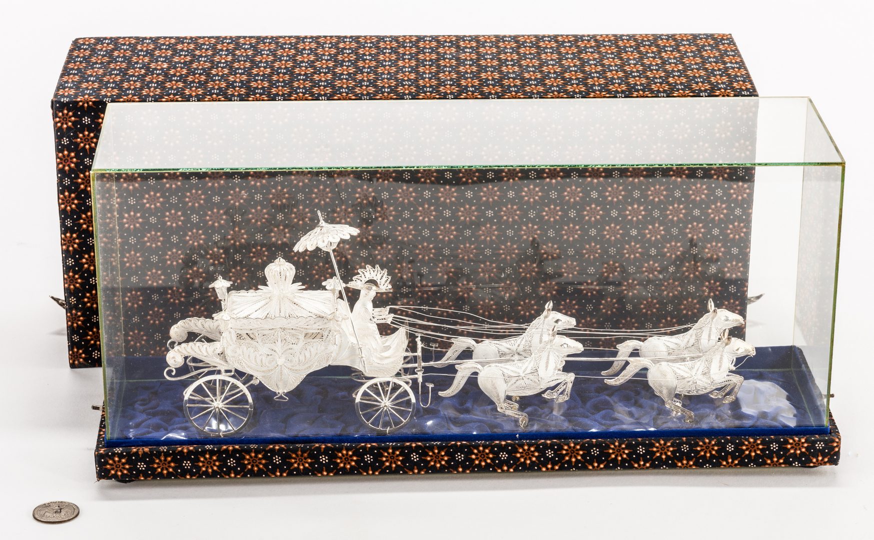 Lot 659: Indonesian or Asian Silver Filigree Carriage w/ Horses