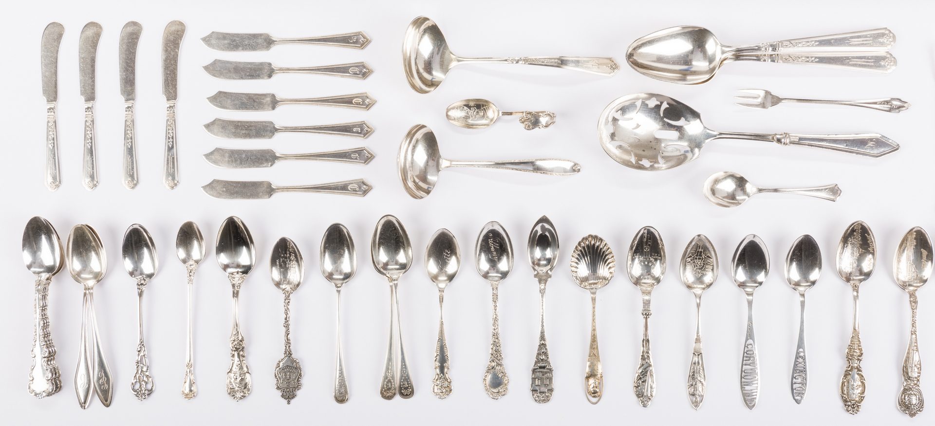 Lot 692: Assembled Grouping Sterling Silver Flatware, 61 pcs