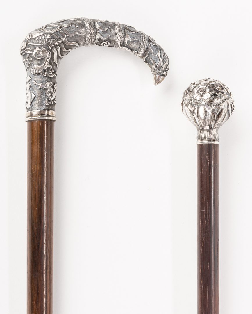 Lot 717: 2 Asian and American Silver Walking Sticks