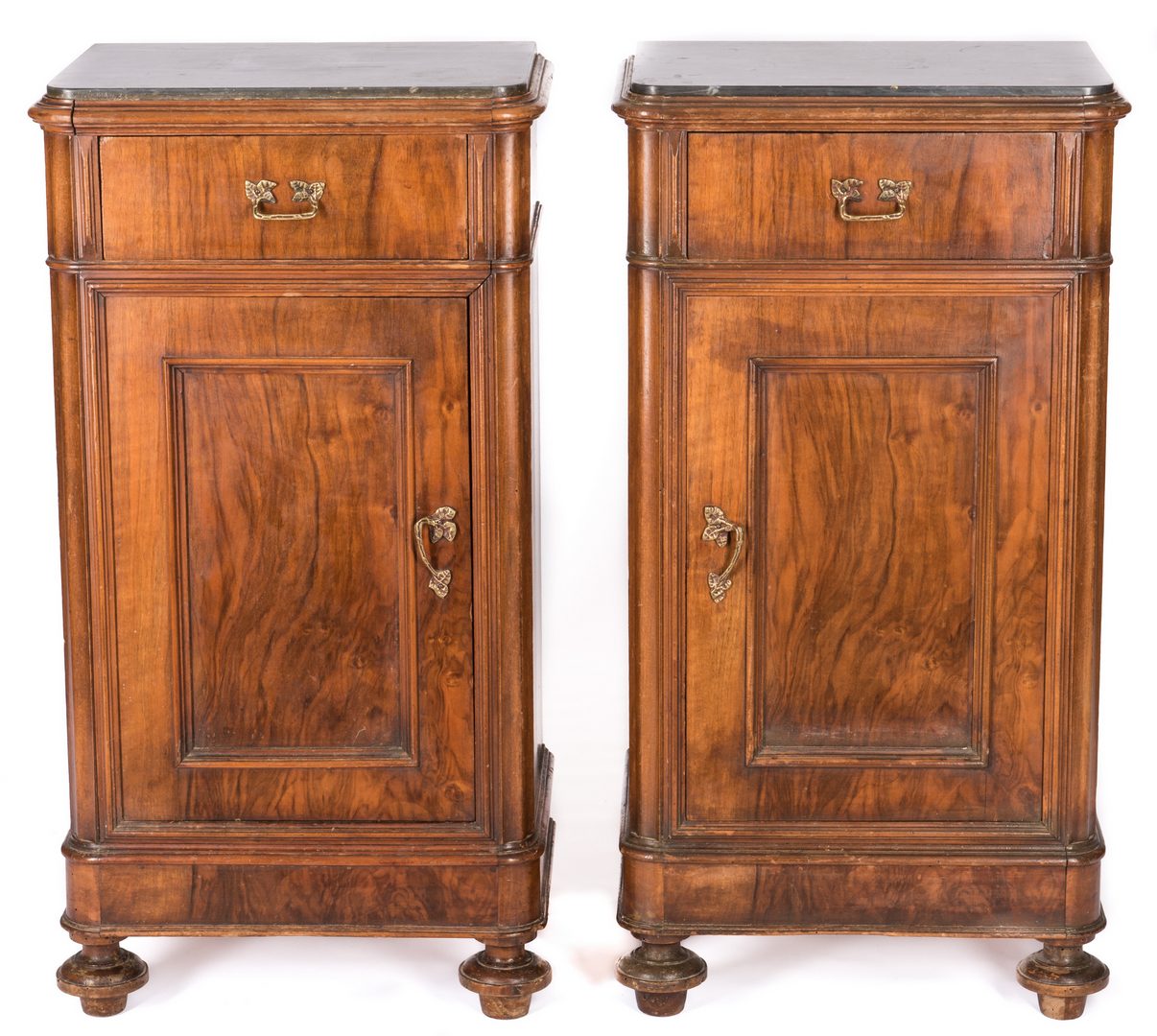 Lot 734: Pair commodes with black marble tops