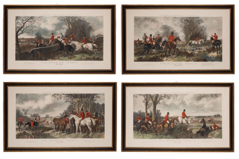Lot 740: 4 English Hunt Scenes after Herring, framed