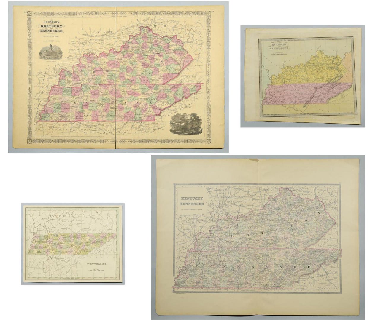 Lot 755: 4 19th cent. TN & KY Maps