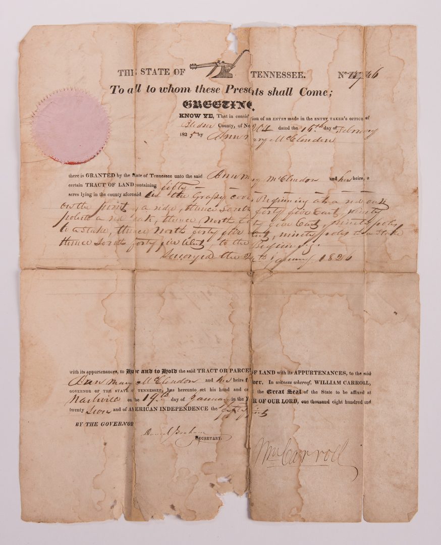 Lot 760: 11 TN Land Documents, inc. Carroll, Cannon