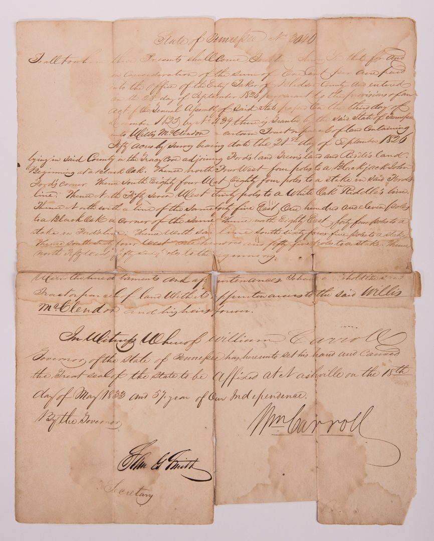 Lot 760: 11 TN Land Documents, inc. Carroll, Cannon