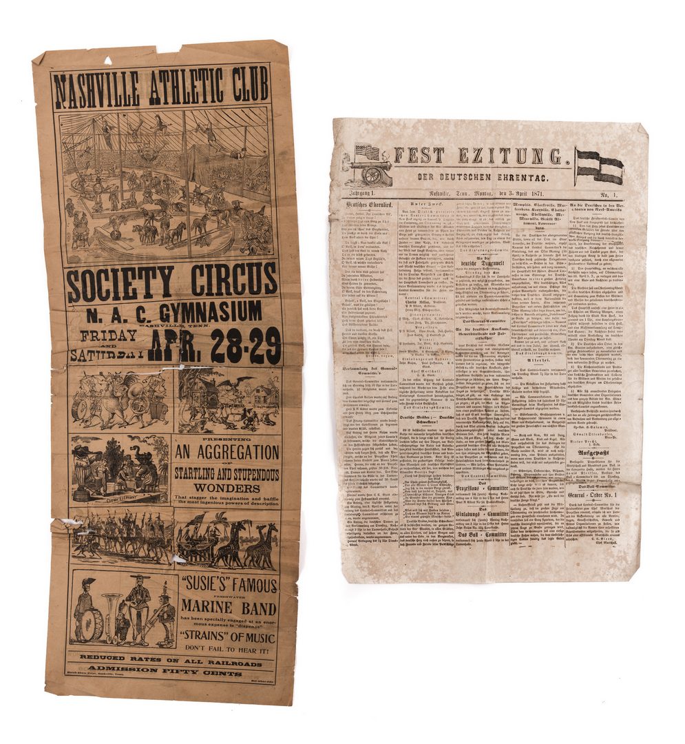 Lot 764: TN Circus Broadside & German Newspaper, 2 items