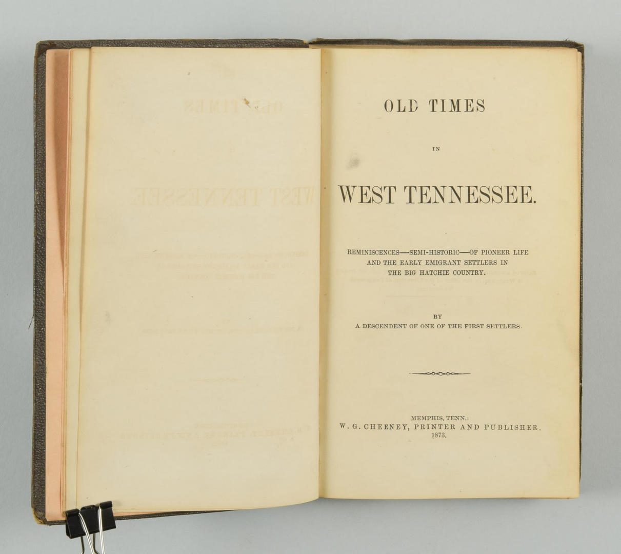 Lot 770: Pair Books: Old Times in West Tennessee (1873) & Sketches of the History of Literature