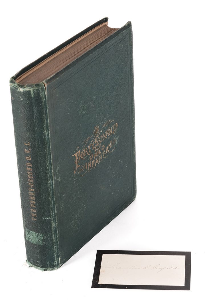 Lot 774: 1876 Book, 42nd Ohio Infantry & Lucretia Garfield Card, 2 items