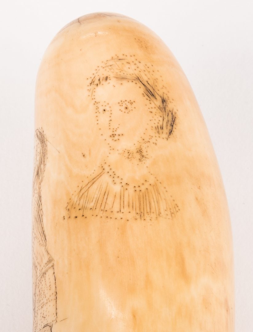 Lot 787: 3 19th Cent. Scrimshaw Carved Whale Teeth