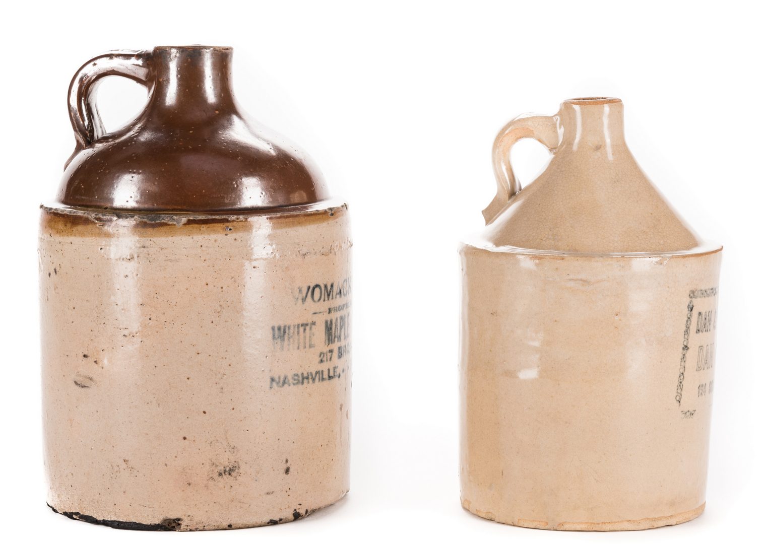 Lot 794: 2 Tennessee Advertising Stoneware Whiskey Jugs