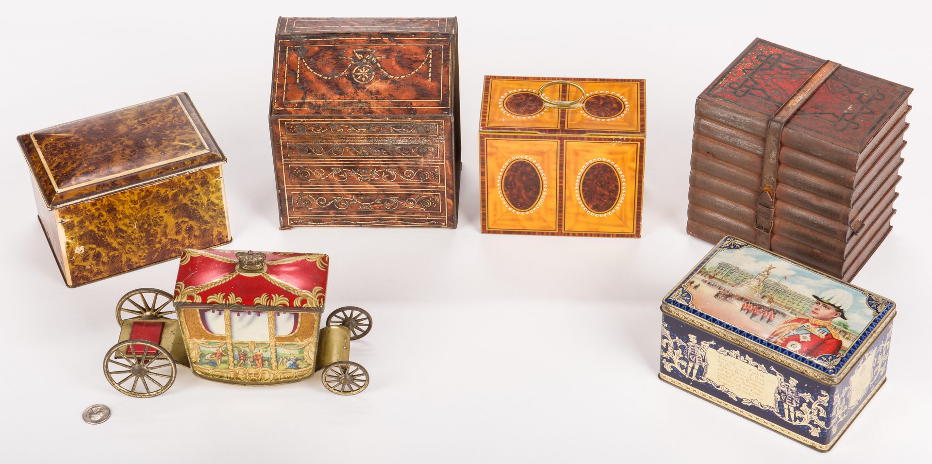Lot 805: Collection of 6 English Biscuit Tins