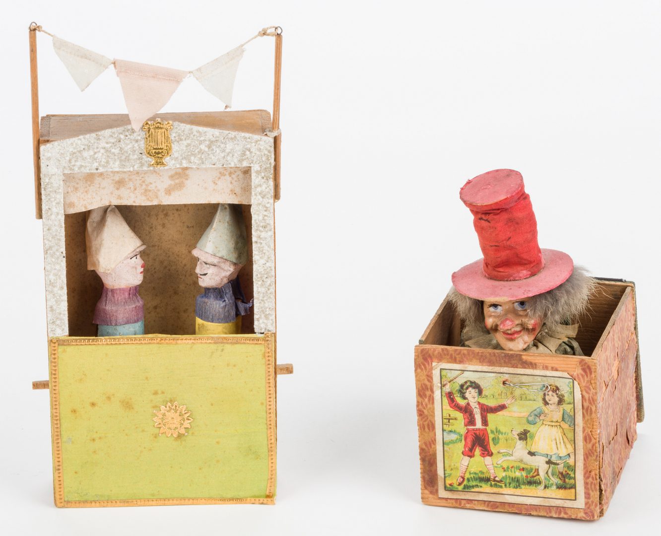 Lot 819: 5 Vintage Paper Mache & Wood Toys, inc. Punch & Judy