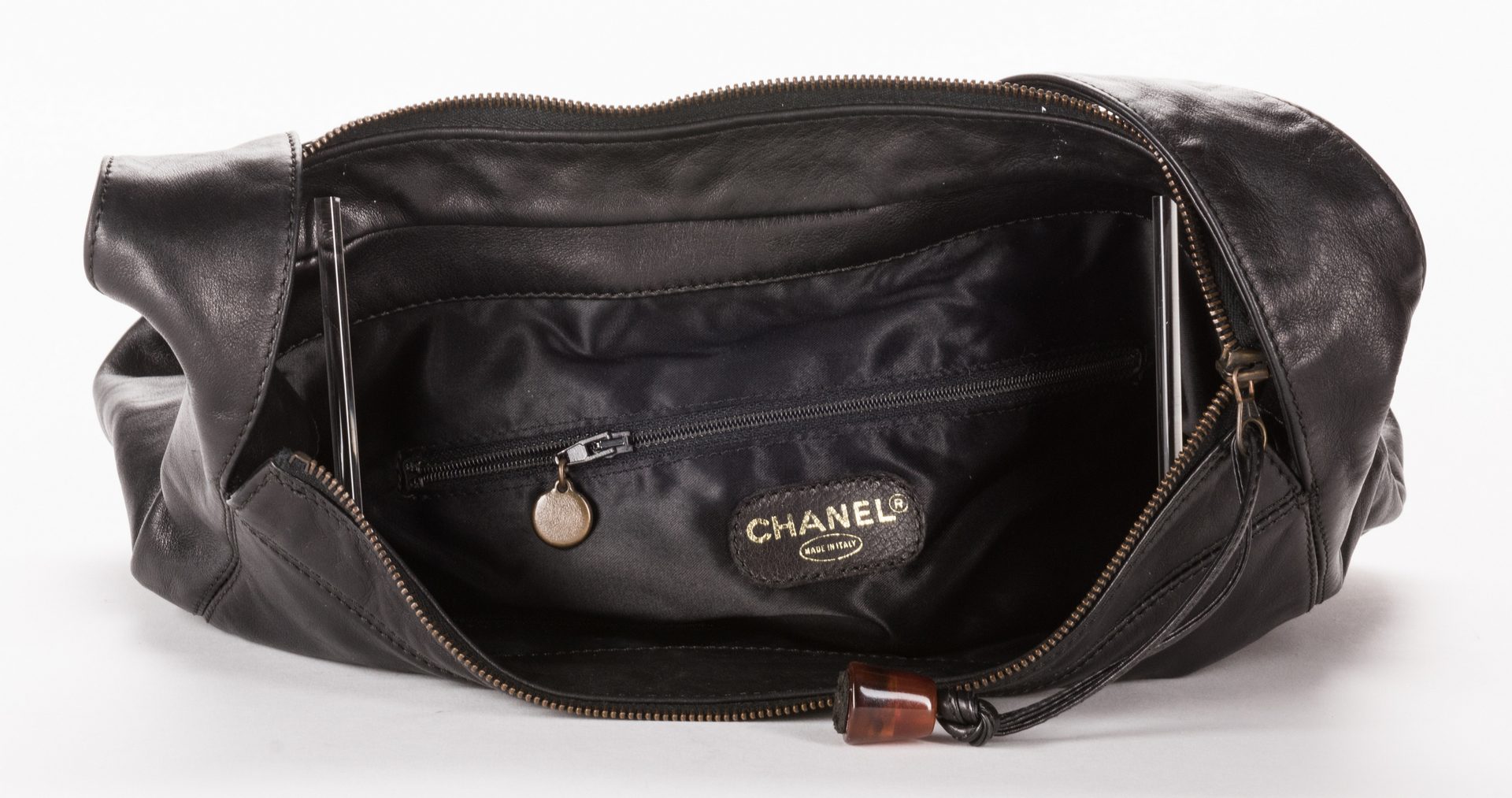 Lot 838: 2 Chanel handbags/2 Chanel pins
