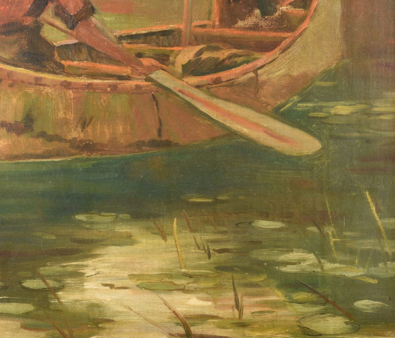 Lot 850: Canoe Hunting Scene O/C, "Porthast"