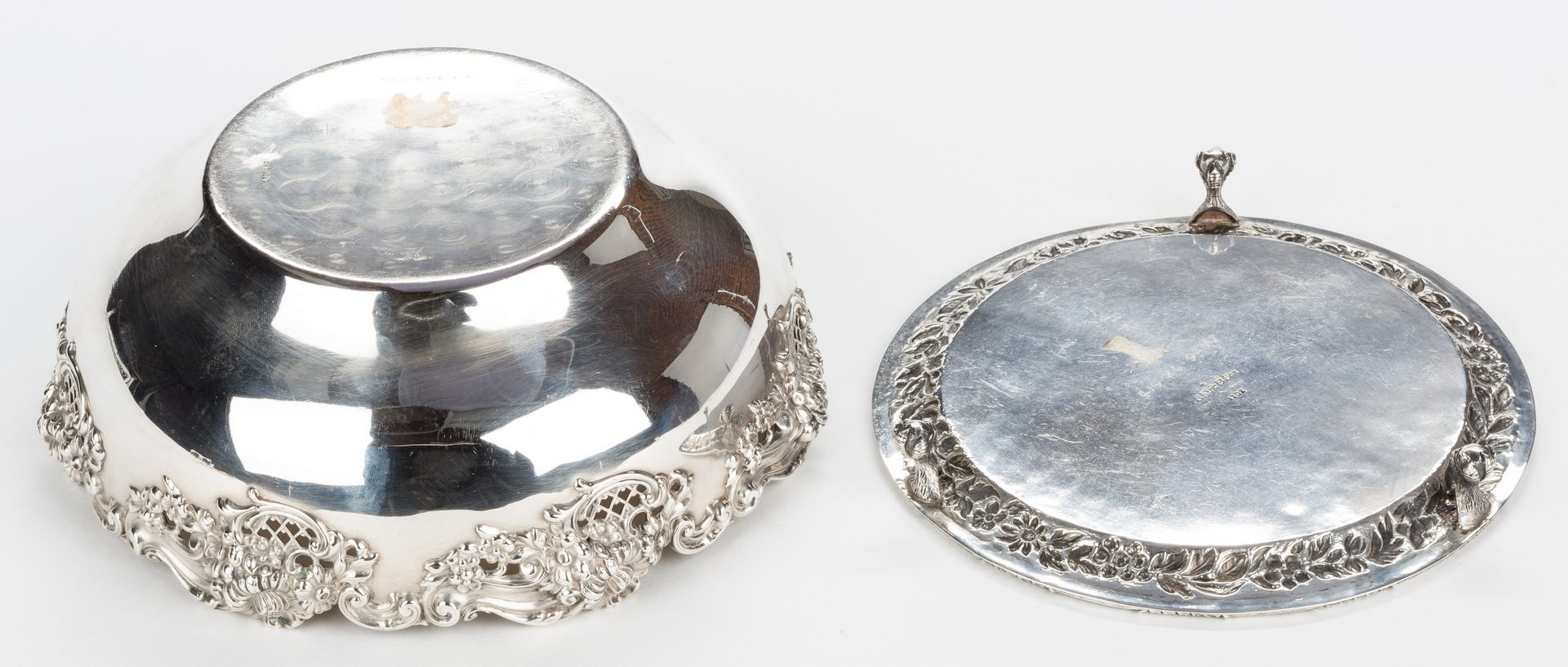Lot 872: 2 Sterling Repousse Items incl. Kirk tray