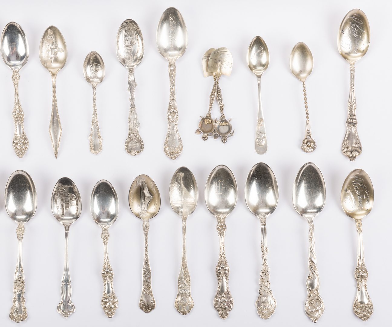 Lot 880: Vintage Sterling Souvenir Spoons plus more, 37 pcs