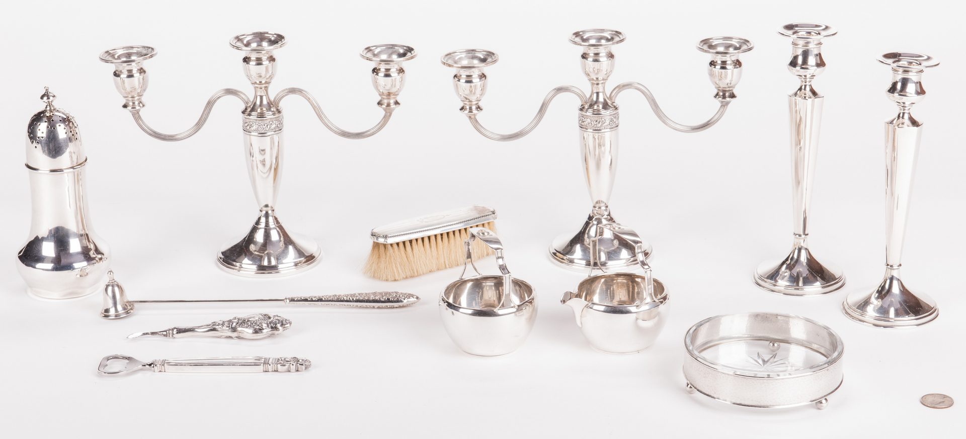 Lot 884: 12 sterling items incl. candelabra