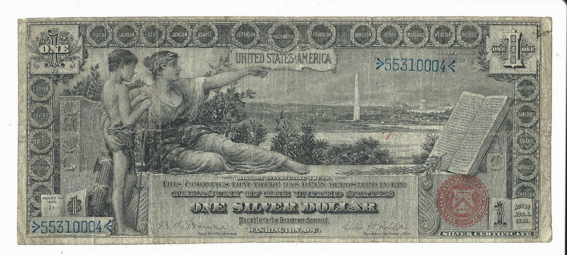 Lot 891: $1 Silver Certificate Educational Bill, 1896