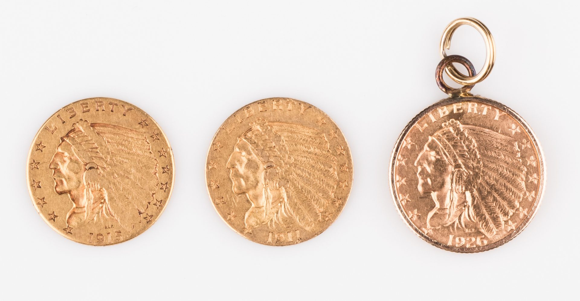 Lot 894: 3 Indian Head 2 1/2 Dollar coins
