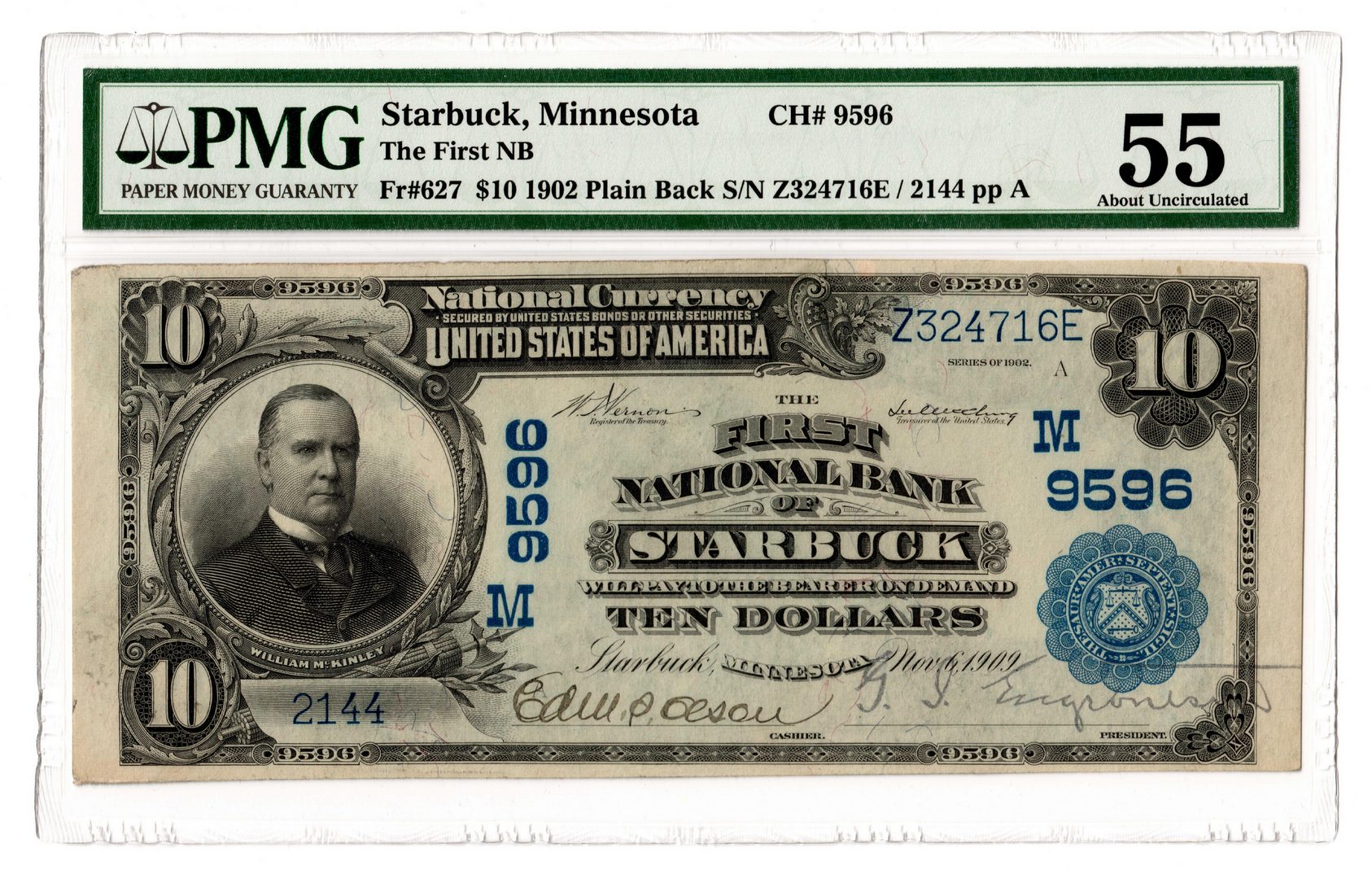 Lot 101: 1902 $10 First National Bank of Starbuck National