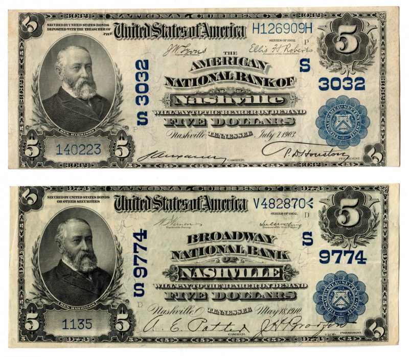 Lot 108: Two TN $5 Blue Seal National Currency Notes