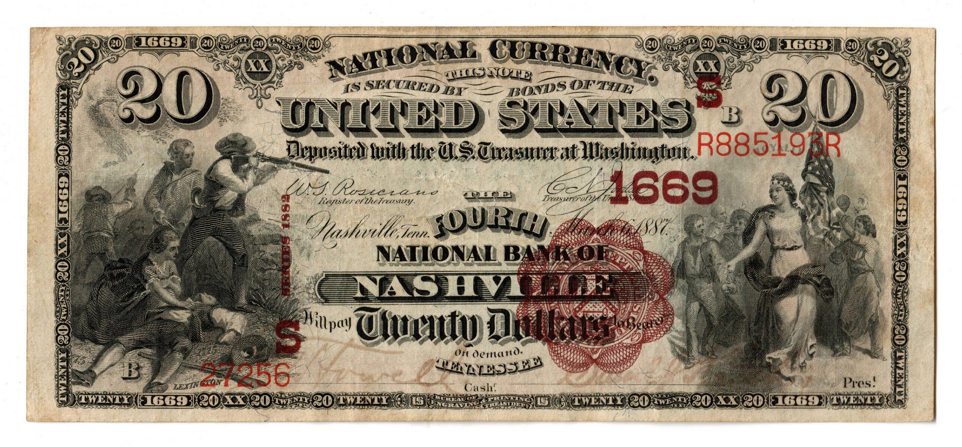 Lot 109: 1882 TN $20 "Brown Back" National Currency Note